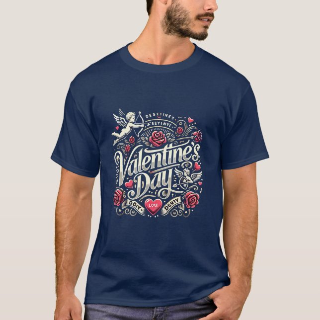 Romantisk Alla hjärtans Logotyp-design för T-Shirt (Framsida)