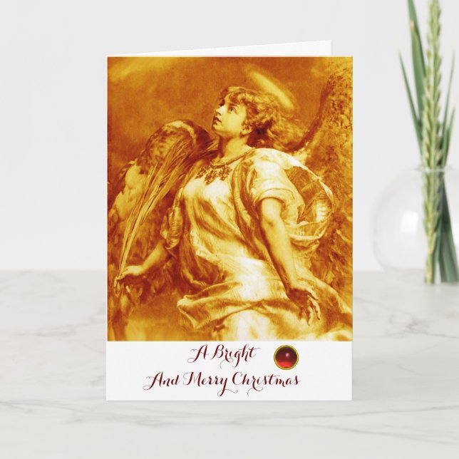 ROMANTISK ANGEL,FEATHER GULD GULT WHITE-Julen Helgkort (Framsida)
