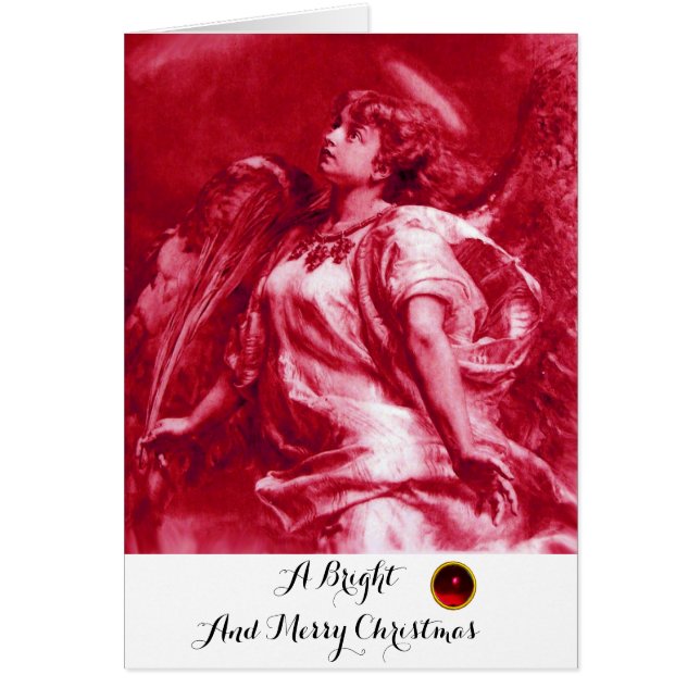 ROMANTISK ANGEL,FEATHER ROSA FUCHSIA Jul Hälsningskort (Framsidan)