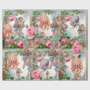 ROMANTISK ANGEL SOM SAMLAR ROSA ROS, PÅSKÄGG PRESENTPAPPER