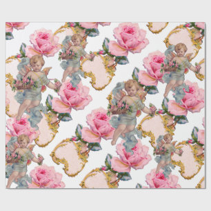 ROMANTISK ANGEL SOM SAMLAR ROSA ROS PRESENTPAPPER