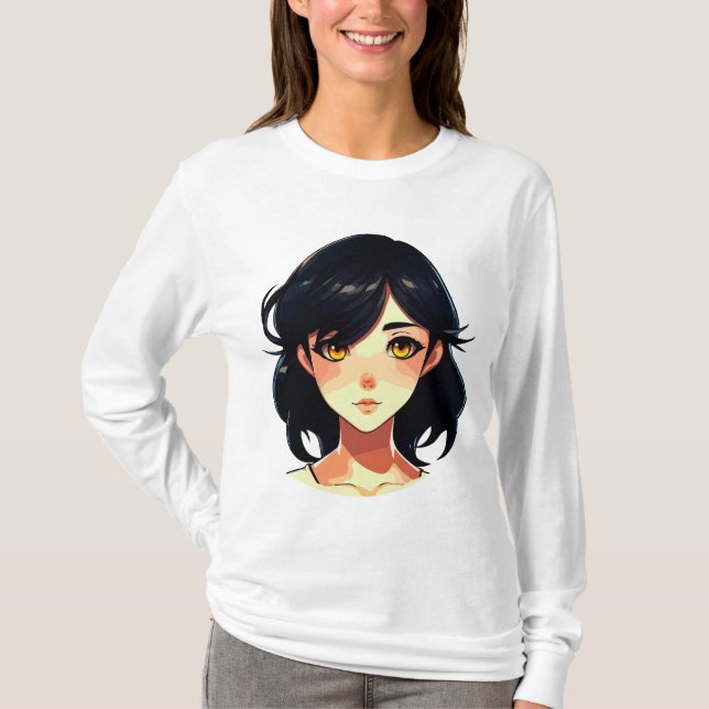 Romantisk Anime Dröm: Blåhårig Skönhet T Shirt (Framsida)