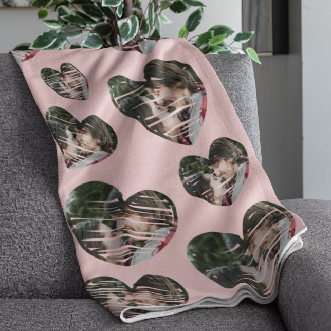 Romantisk Anpassningsbar Photo Hearts Rosa Fleece  (Skapare uppladdad)