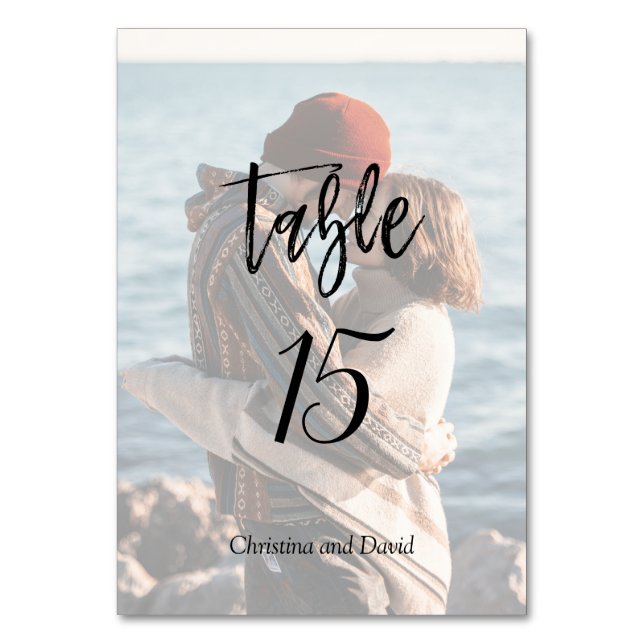 Romantisk Anpassningsbar Photo Personlig Modern Br Bordsnummer (Framsidan)