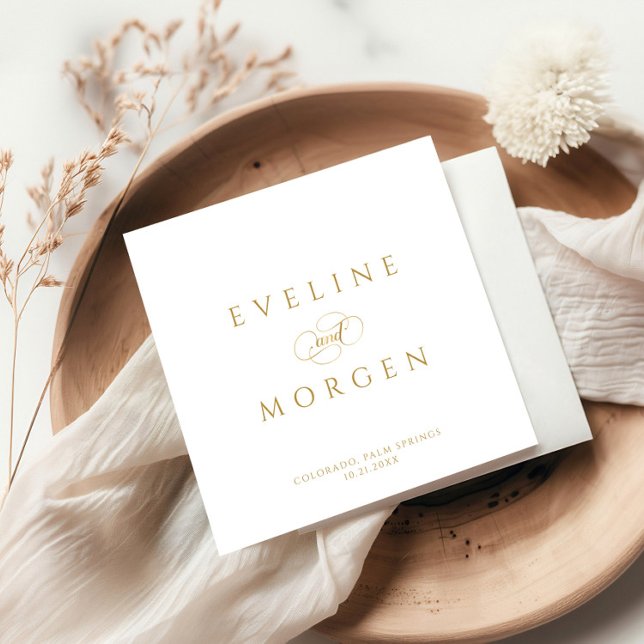 Romantisk anpassningsbara Guld Bröllop-typografi Pappersservett (Skapare uppladdad)