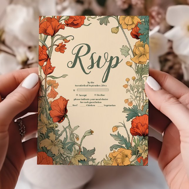Romantisk Art Nouveau Bröllop OSA Kort (Skapare uppladdad)