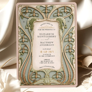 Romantisk Art Nouveau Lilja Bröllop Inbjudningar