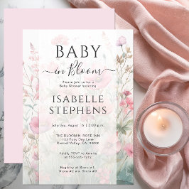 Romantisk Baby Shower för spädbarn med vilda blomm Inbjudningar