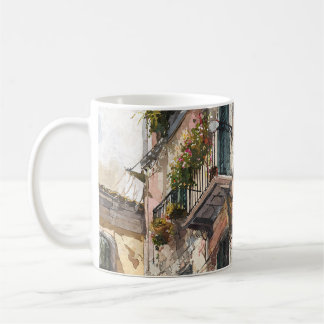 Romantisk balkong blommig akvarellmugg kaffemugg