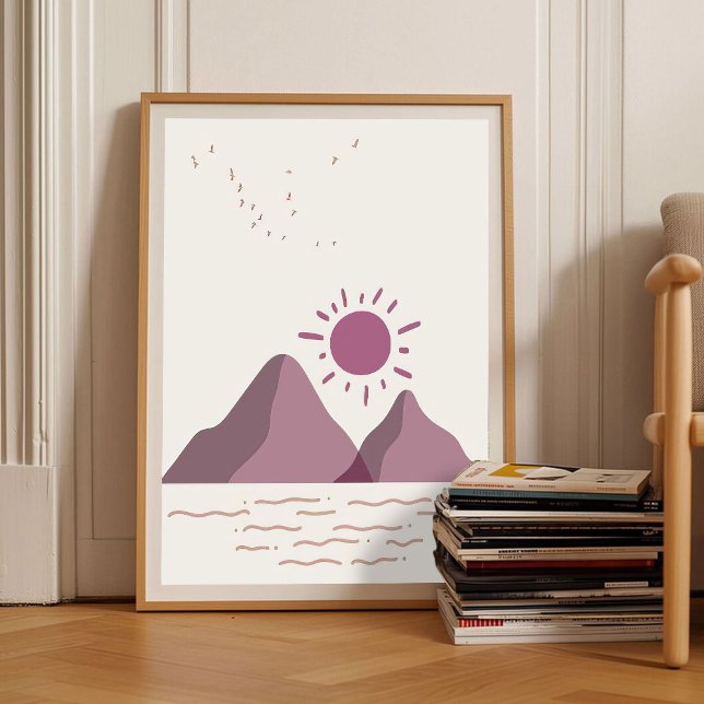 Romantisk Bär Abstrakt Konst Solnedgång Berg Vägg  Poster (Skapare uppladdad)
