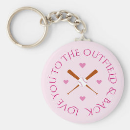 Romantisk baseball anpassningsbar rosa rund silverfärgad nyckelring