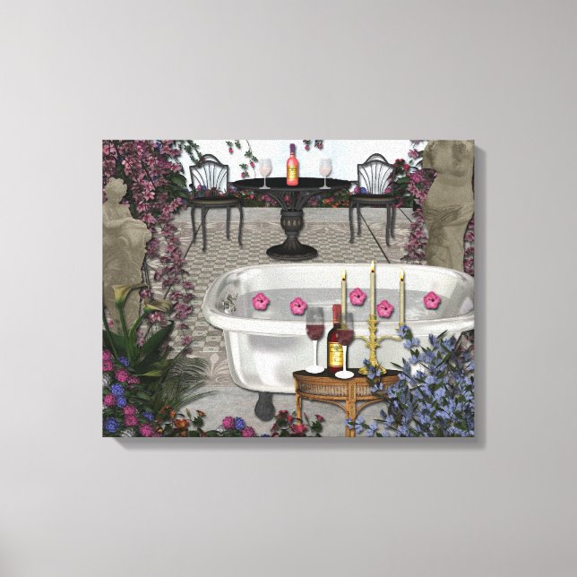 Romantisk Bathroom Wall Wrapped Canvas (Framsida)