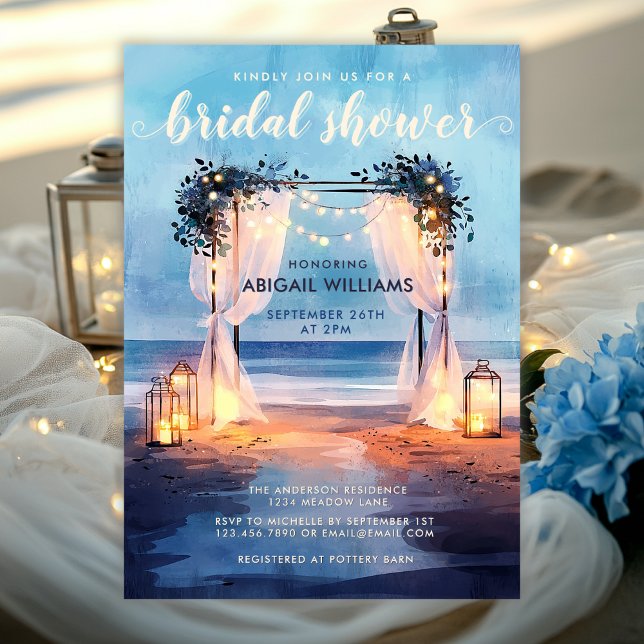 Romantisk Beachfront Twilight Ocean Möhippa Inbjudningar (Romantic Beachfront Twilight Ocean Bridal Shower Invitation)