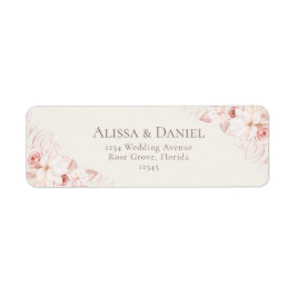 Romantisk Beige and Rosa Blommigt Address Label Returadress Etikett