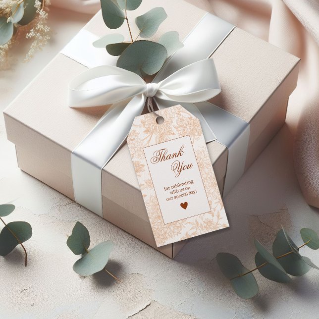 Romantisk Beige Blommig Bröllop Tacksamhet Presentetikett (Skapare uppladdad)