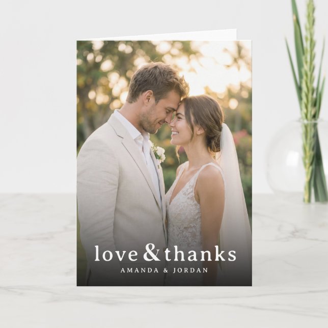 Romantisk Beige Elegant Foto Tack Kort (Framsida)