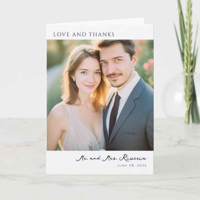 Romantisk Beige Elegant Foto Tack Kort (Framsida)