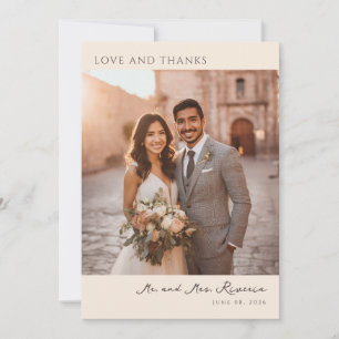 Romantisk Beige Elegant Foto Tack Kort