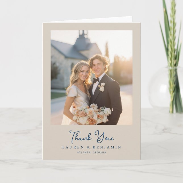 Romantisk Beige Elegant Foto Tack Kort (Framsida)