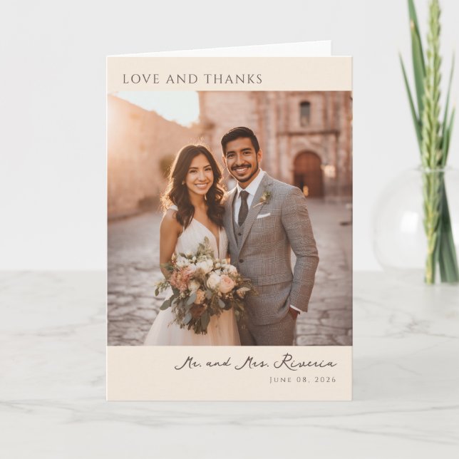 Romantisk Beige Foto Tack Kort (Framsida)