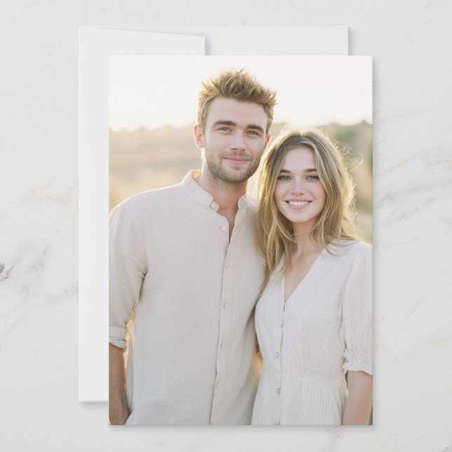 Romantisk Beige Minimalistisk Foto Inbjudningar (Framsida)