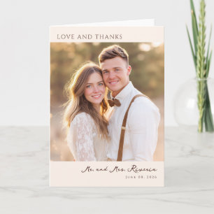 Romantisk Beige Modern Fotografi Tack Kort