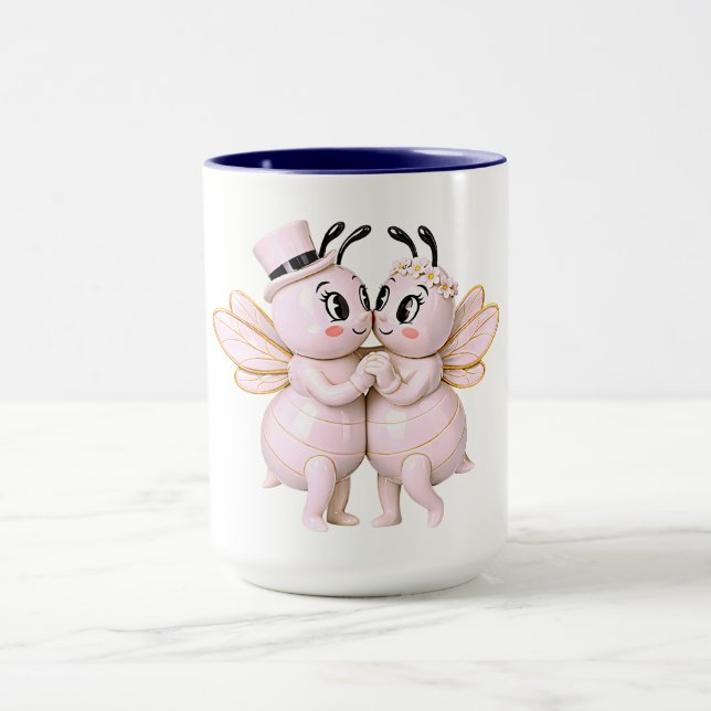 Romantisk bik illustration affektion mugg (Center)