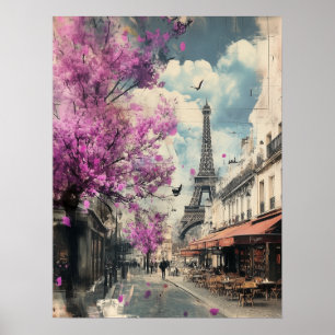 Romantisk bild av PAris med Eiffel torn Poster