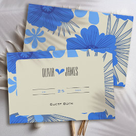 Romantisk blå Blommigt Bröllop Gästböcker