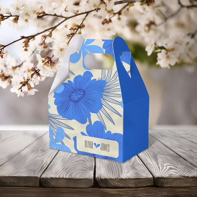 Romantisk blå Blommigt Bröllop Presentaskar (Skapare uppladdad)