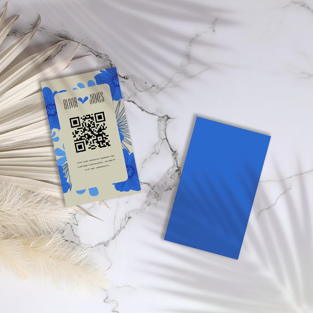 Romantisk blå Blommigt Bröllop Tilläggskort (Skapare uppladdad)