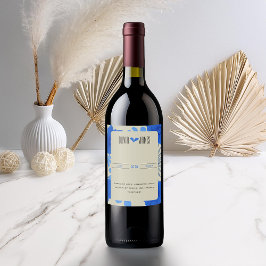 Romantisk blå Blommigt Bröllop Vinflaska Etikett