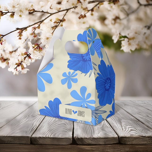 Romantisk blå Blommigt-bröllopsruta Presentaskar (Skapare uppladdad)