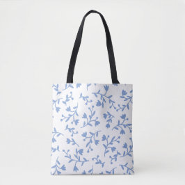 Romantisk blå blommigt shopping bag tygkasse