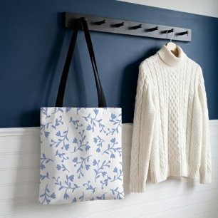 Romantisk blå blommigt shopping bag tygkasse