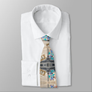 romantisk blå butterfly fransk paris eiffel torn slips