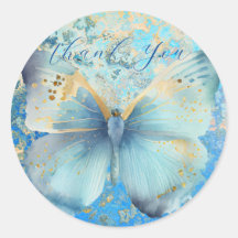 Romantisk blå fjäril tack