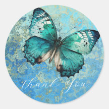 Romantisk blå fjäril tack