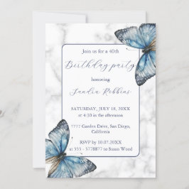 Romantisk blå fjärilar Blådags-inbjudan Inbjudningar