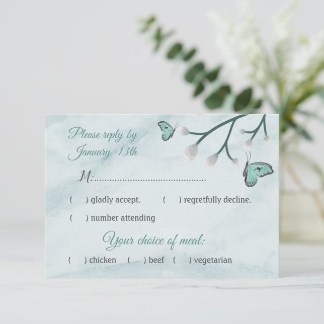 romantisk blå fjärilar-OSA kort (Stående Fram)