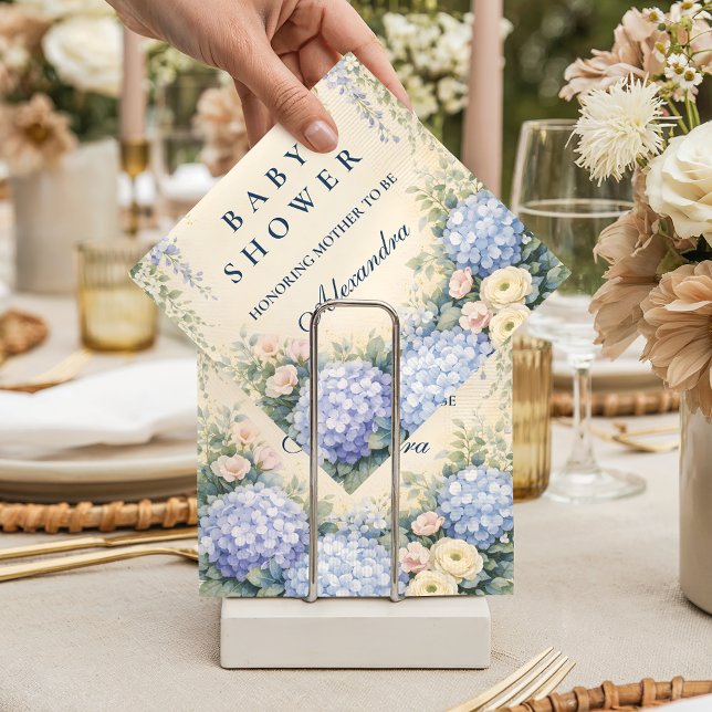 Romantisk Blå Hortensia Trädgårds Baby Shower Pappersservett (Skapare uppladdad)