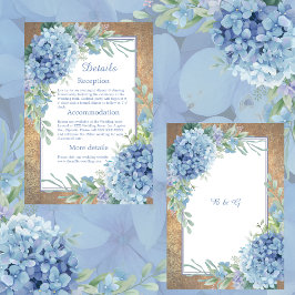Romantisk blå Hydrangea Monogram bröllop Tilläggskort