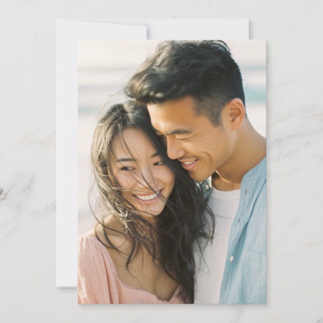 Romantisk Blå Rosa Foto Inbjudningar (Framsida)