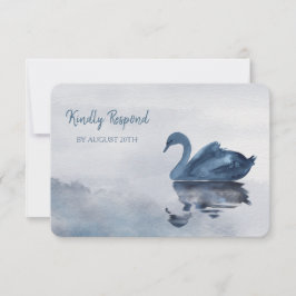 Romantisk Blå Svan Meny Bröllops RSVP