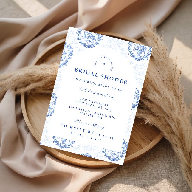 Romantisk blå toilett trädgårds bröllopsdusch inbjudningar (Skapare uppladdad)