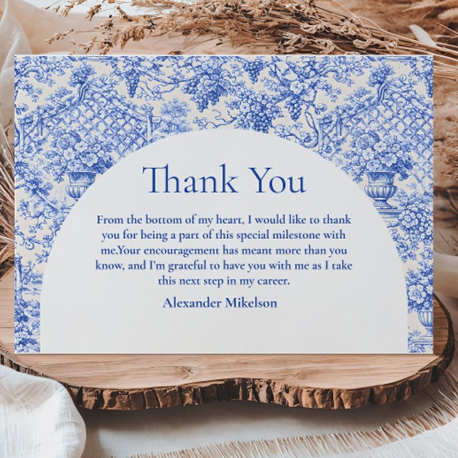 Romantisk Blå Trädgårds Avslutningsfest Tack Kort (Skapare uppladdad)