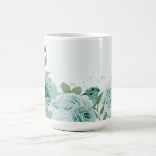 romantisk blåa blommor greenery kaffemugg (Center)
