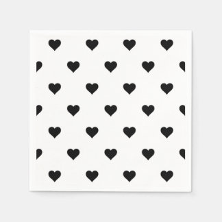 Romantisk Black and White Heart Elegant för Par Pappersservett