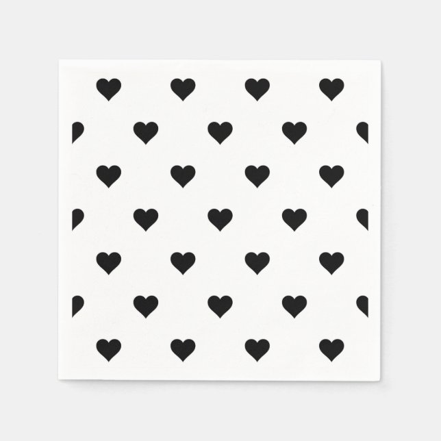 Romantisk Black and White Heart Elegant för Par Pappersservett (Framsidan)