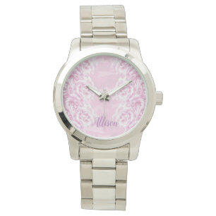 Romantisk blek rosa ros på rosa kamouflage armbandsur